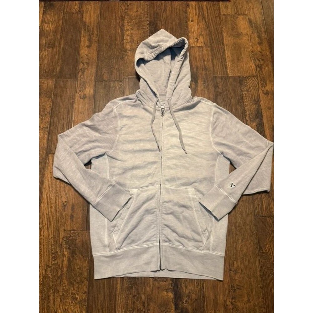 American Eagle full-zip hoodie in a faded acid-washed light gray